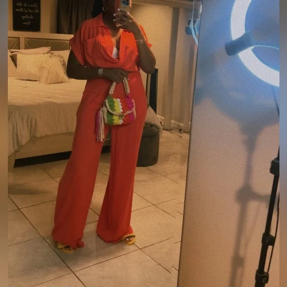 Vibrant Orange Women's Pants - Picture 4 of 4